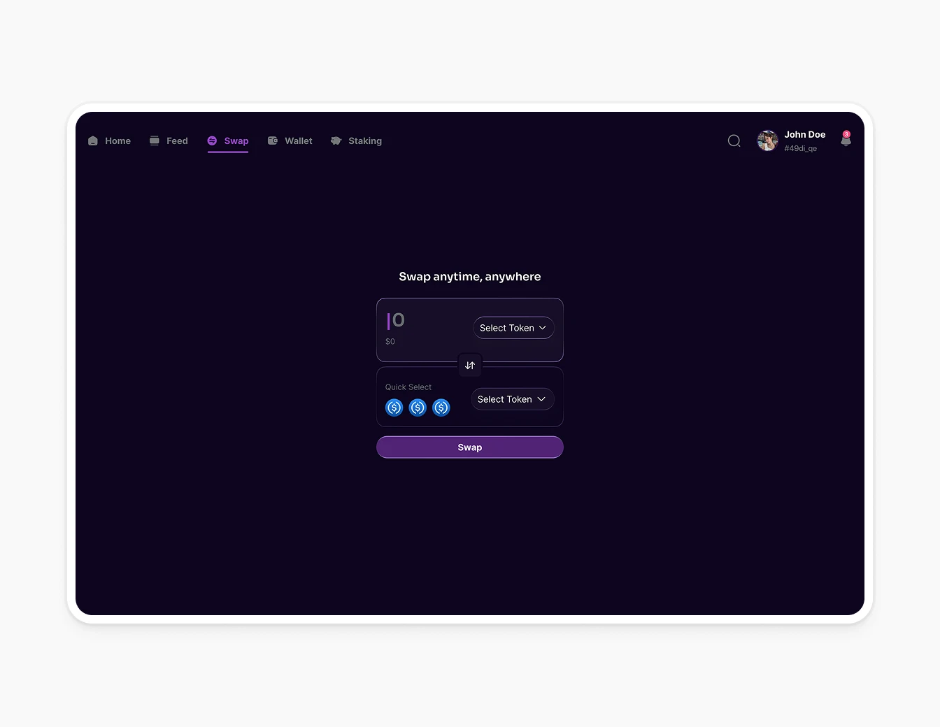 Thrust Token Swap Dark Exchange Interface