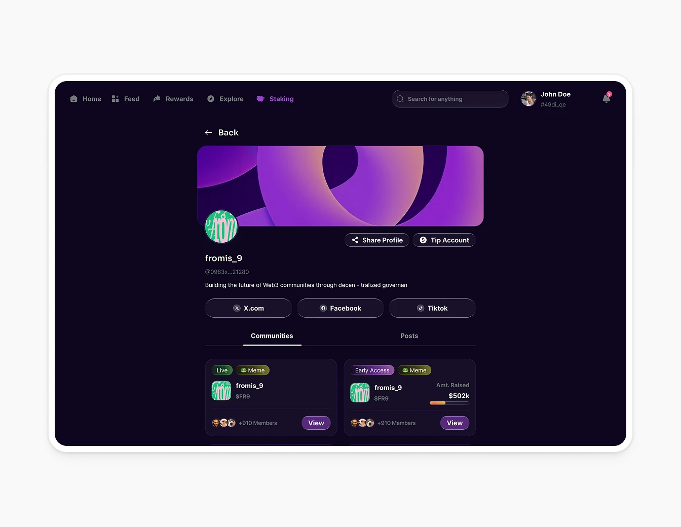 Thrust Creator Profile Dark Communities V2
