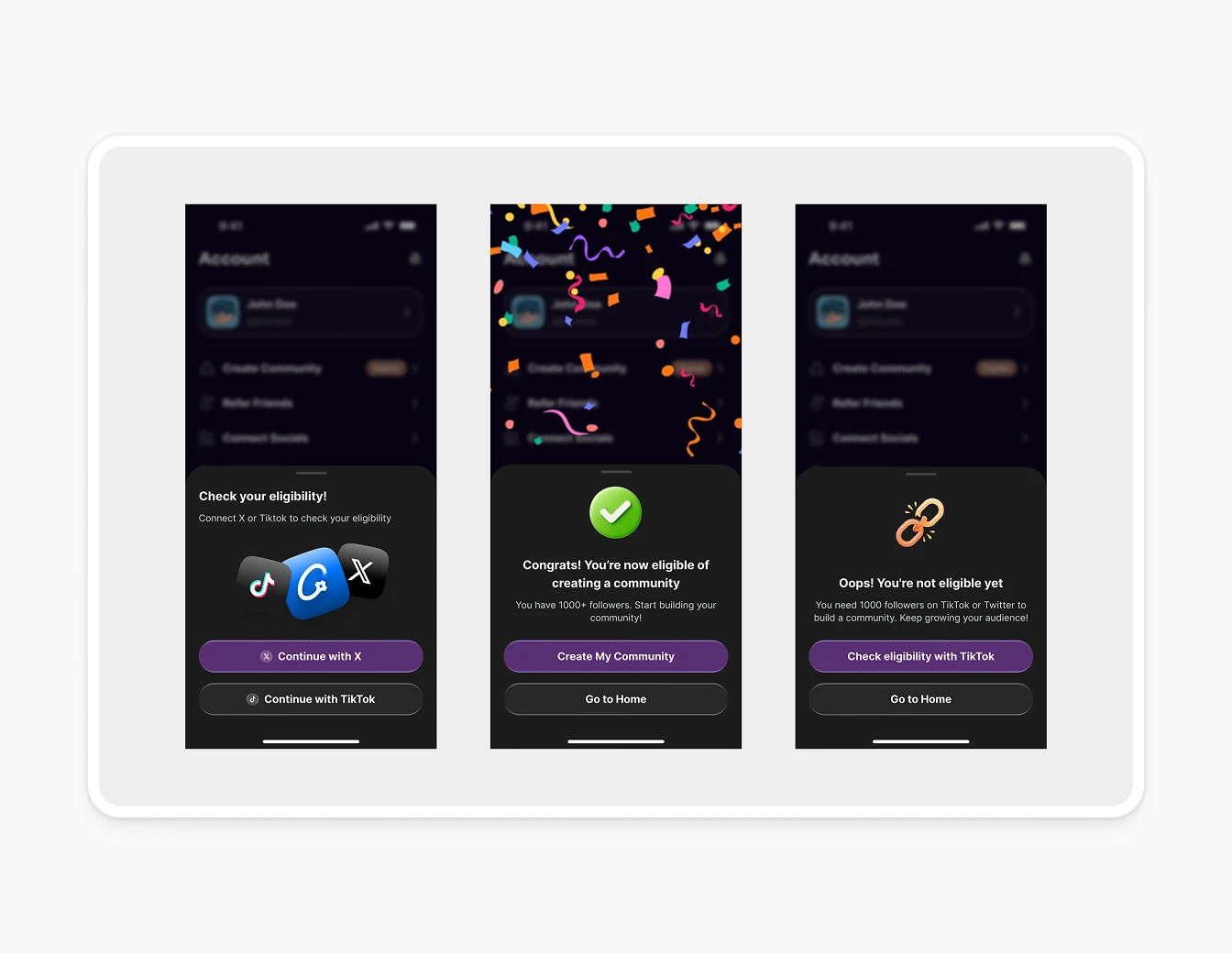 Thrust Mobile Eligibility Check Create Community