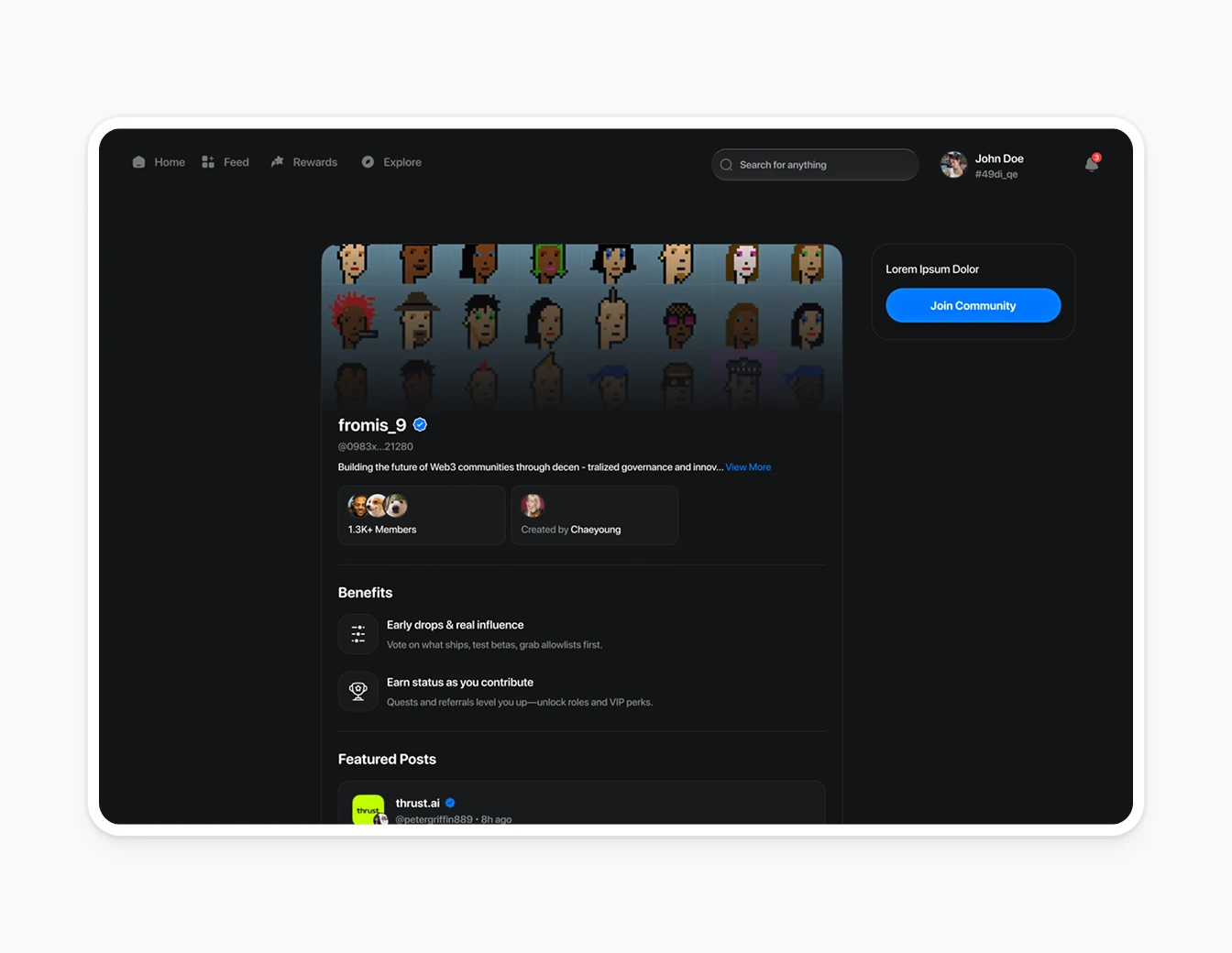 Thrust Community Profile Dark Pixel Art