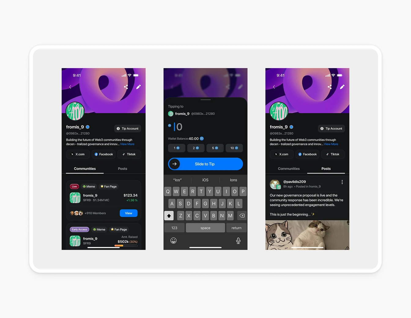Thrust Mobile Home Feed Buy Token Screens