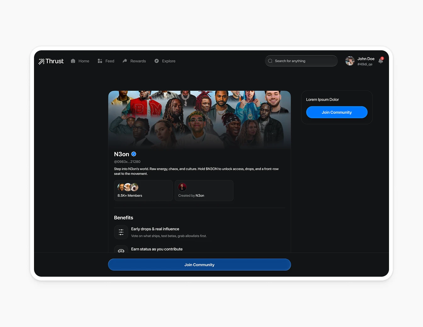 Thrust Community N3on Profile Dark Photo