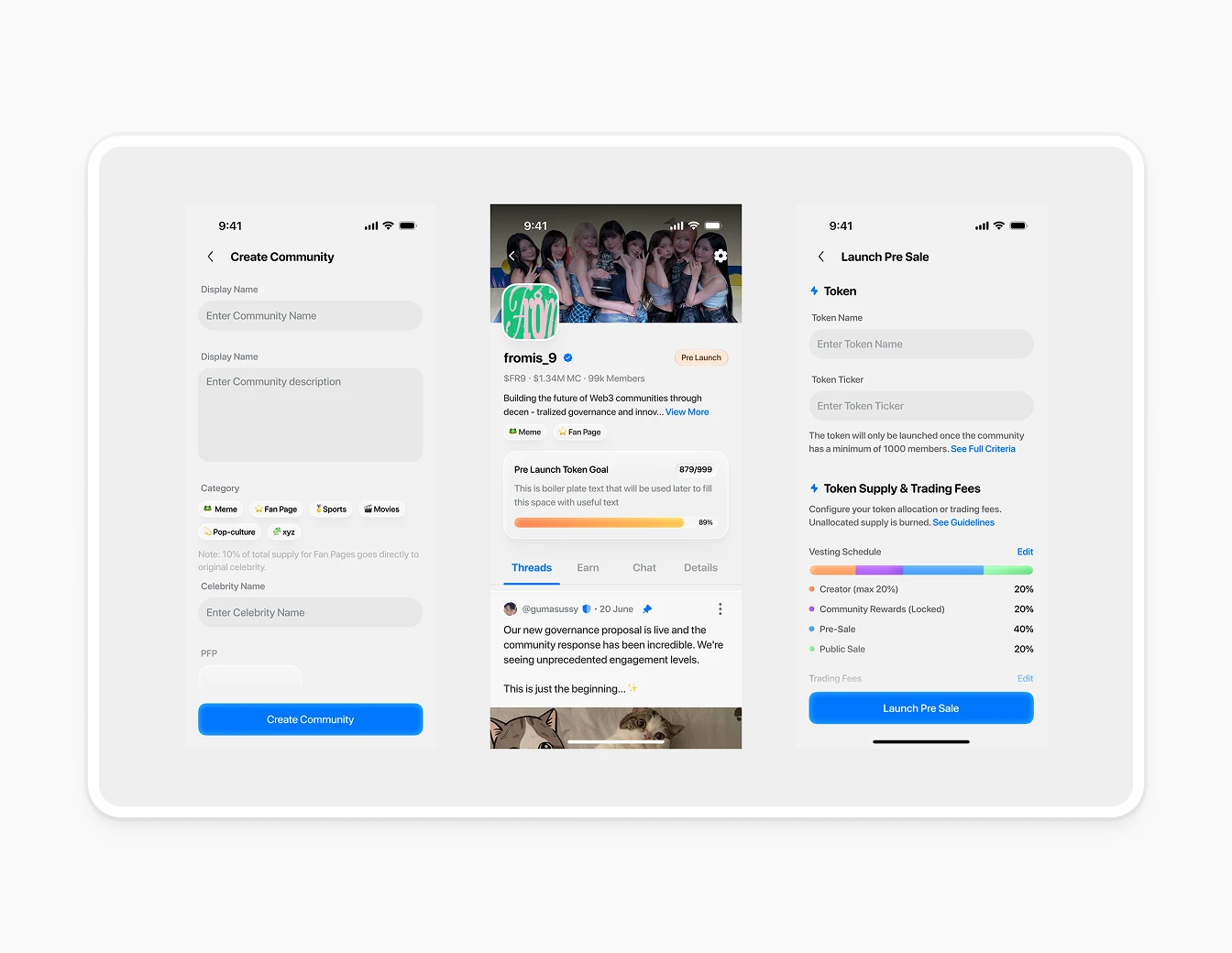 Thrust Mobile Create Community Launch Token