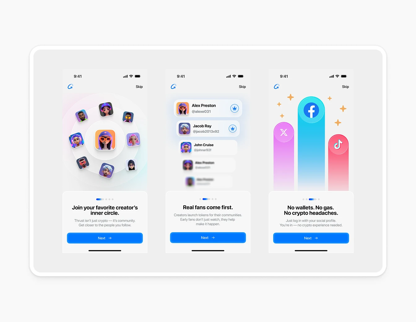 Thrust Mobile Onboarding Light Walkthrough
