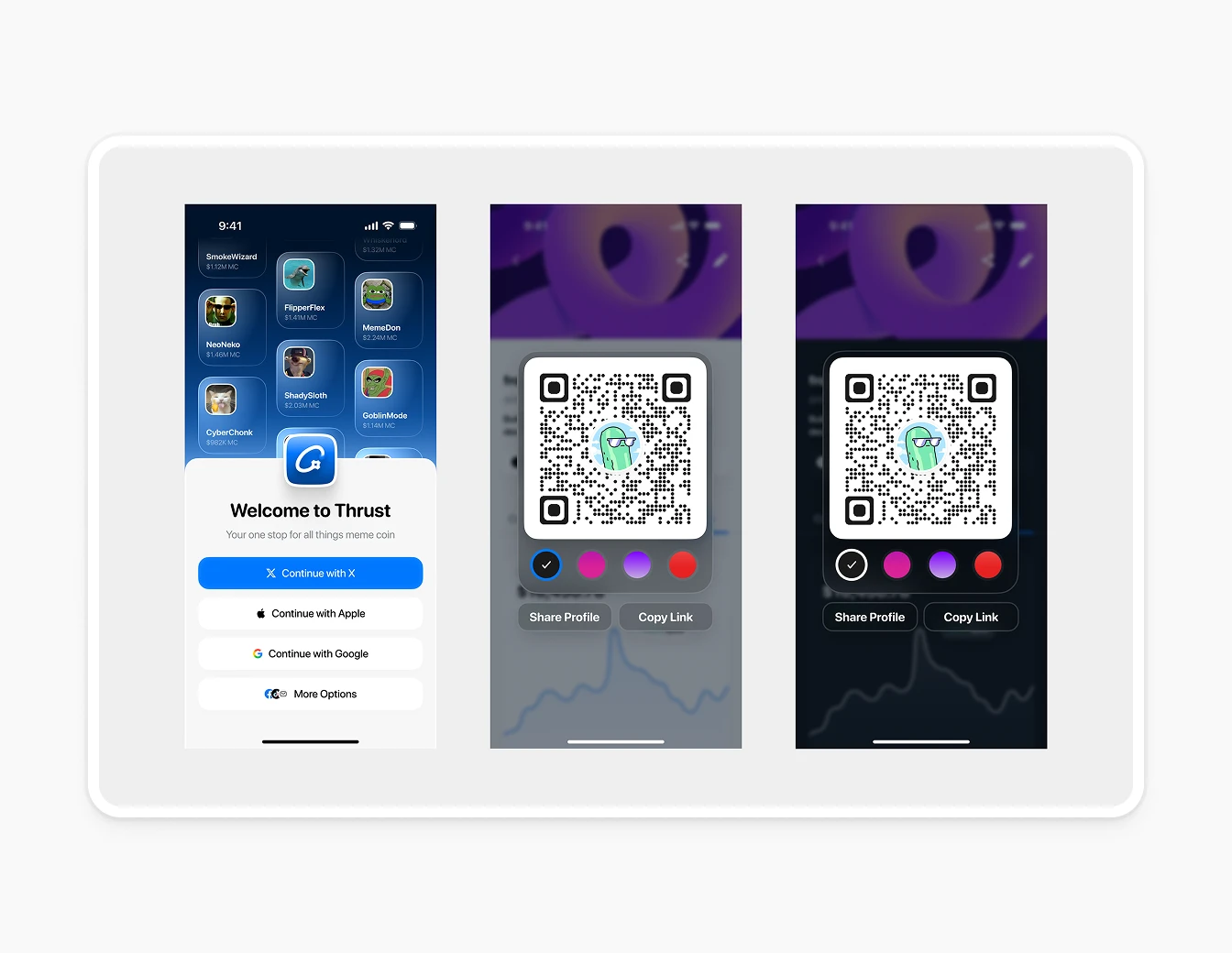 Thrust Mobile Login QR Share Screens