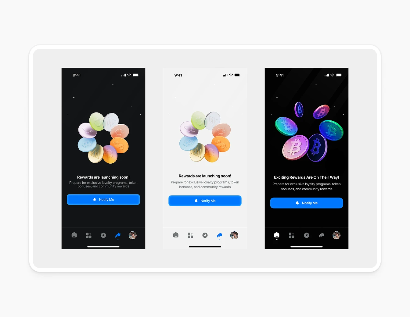 Thrust Mobile Rewards 3D Coins Dark Screens