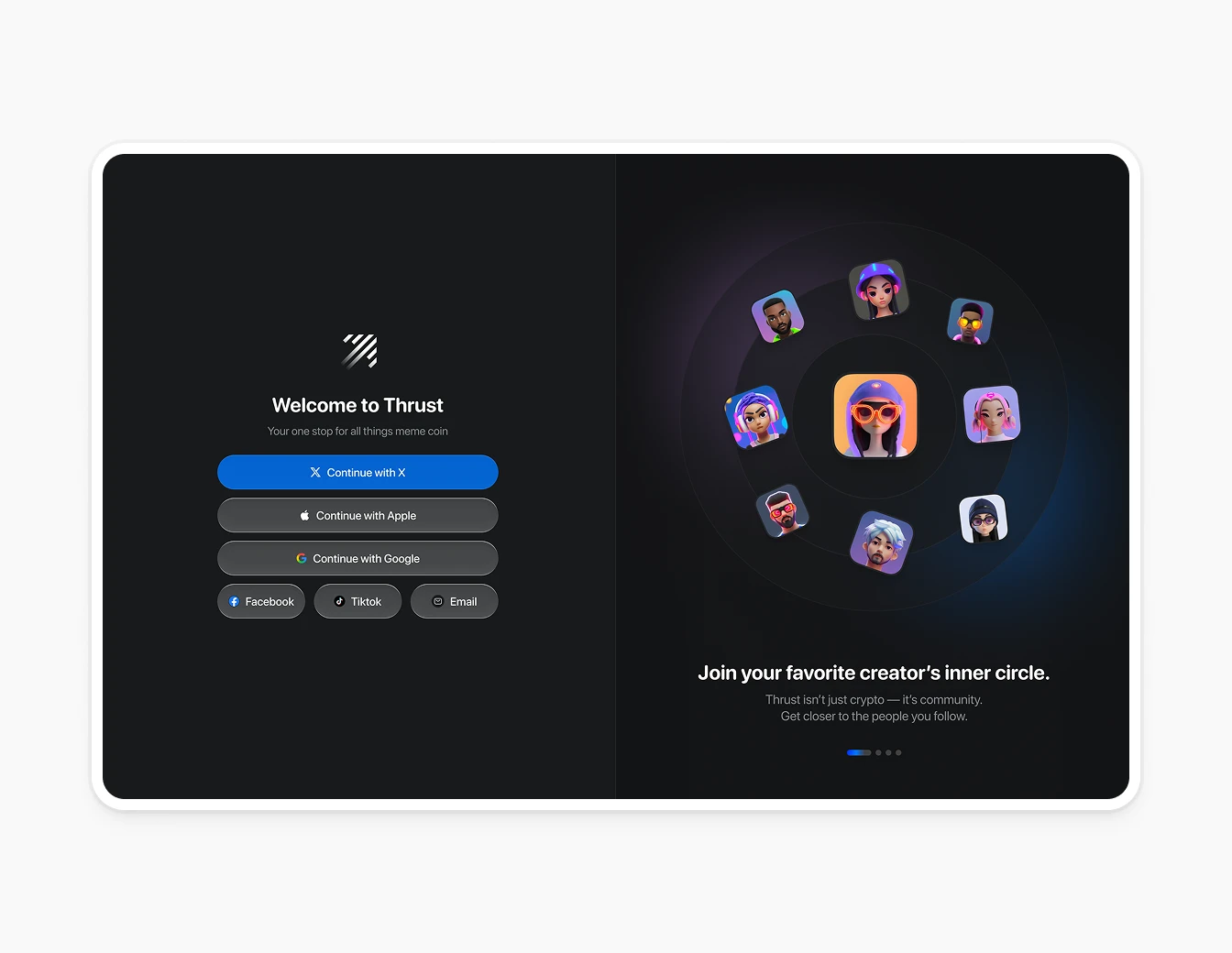 Thrust Welcome Login Inner Circle Avatars