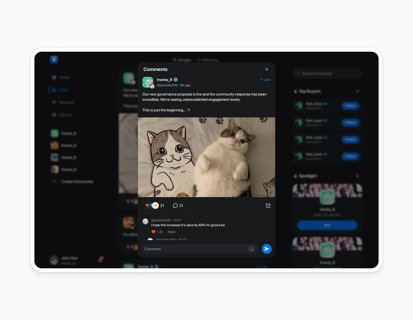 Thrust Feed Dark Mode Comments Cat Photos