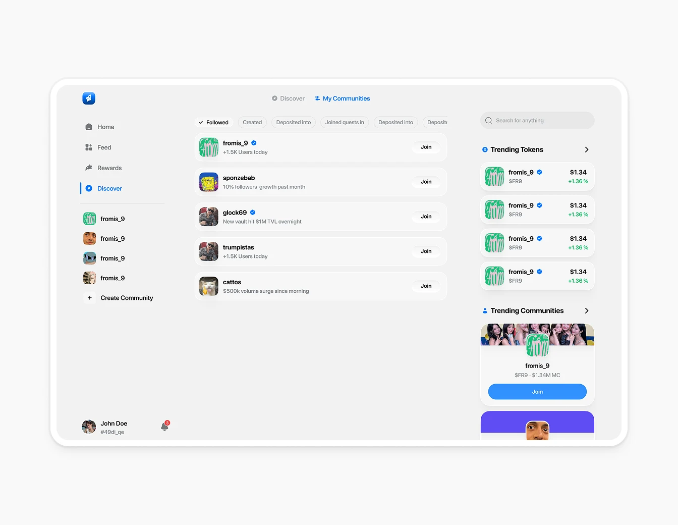 Thrust Discover Communities Trending Tokens