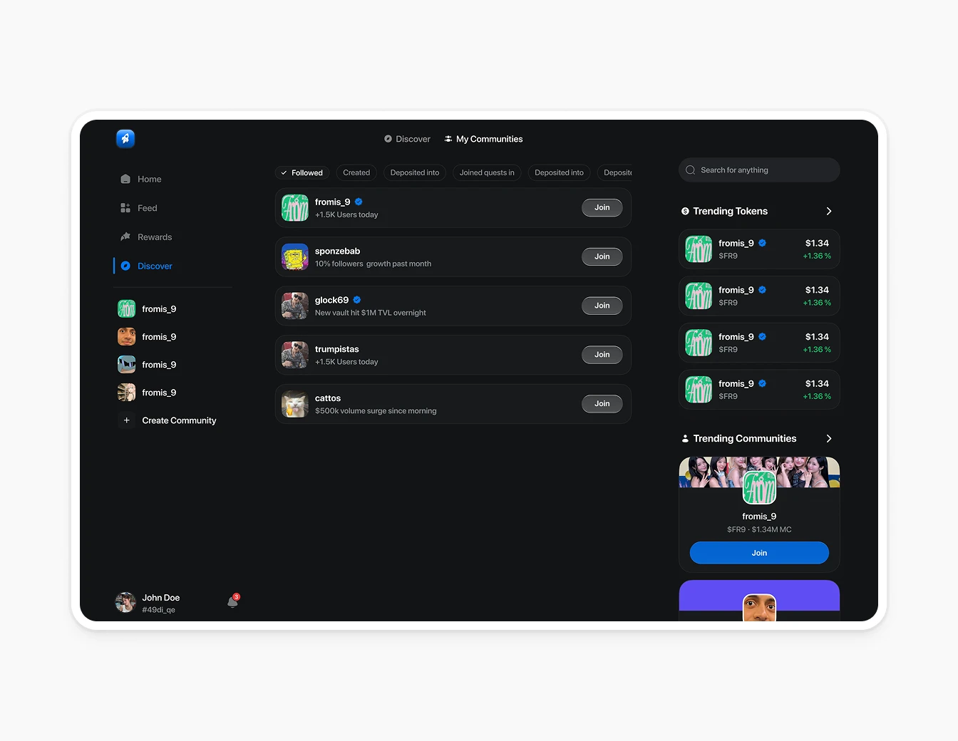 Thrust Discover Communities Dark Trending