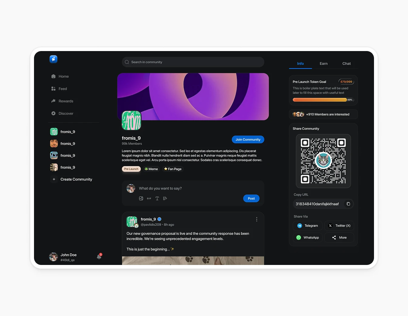 Thrust Community Creator Dark Token QR