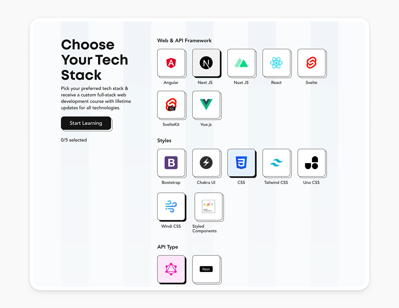 Webstone Tech Stack Full Page Chooser