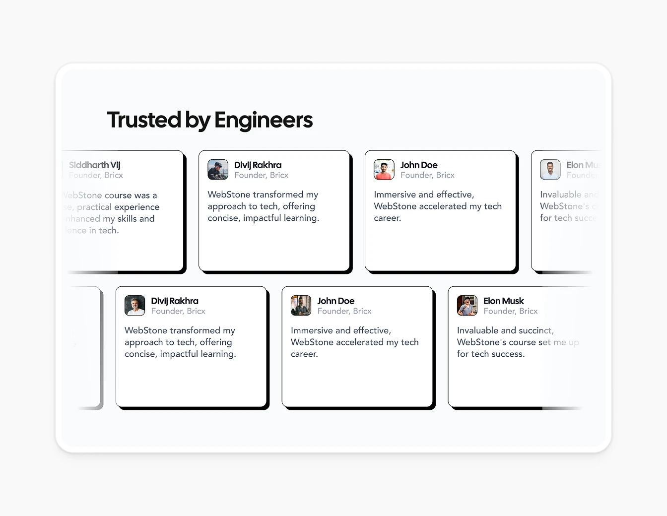 Webstone Trusted by Engineers Testimonials