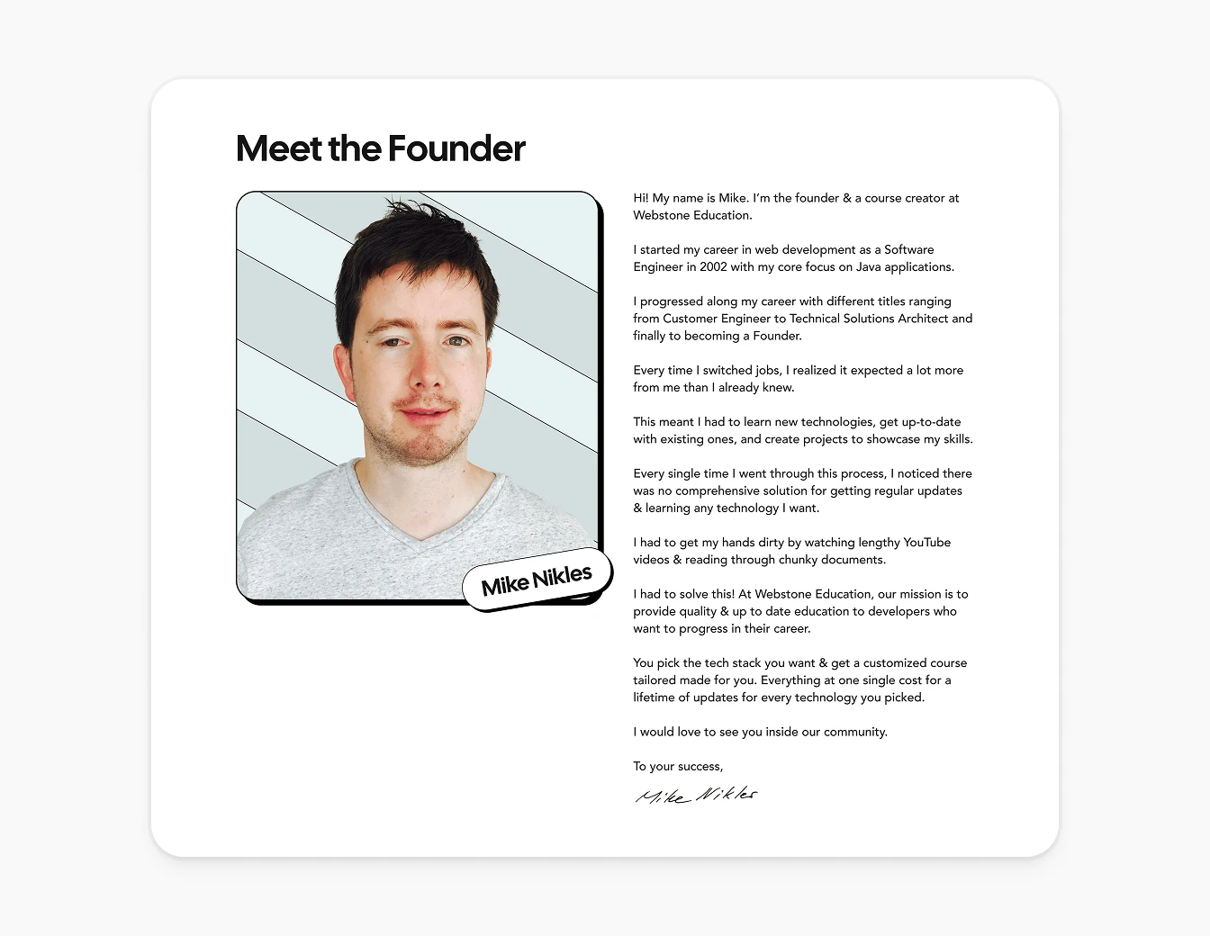 Webstone Meet the Founder About Page