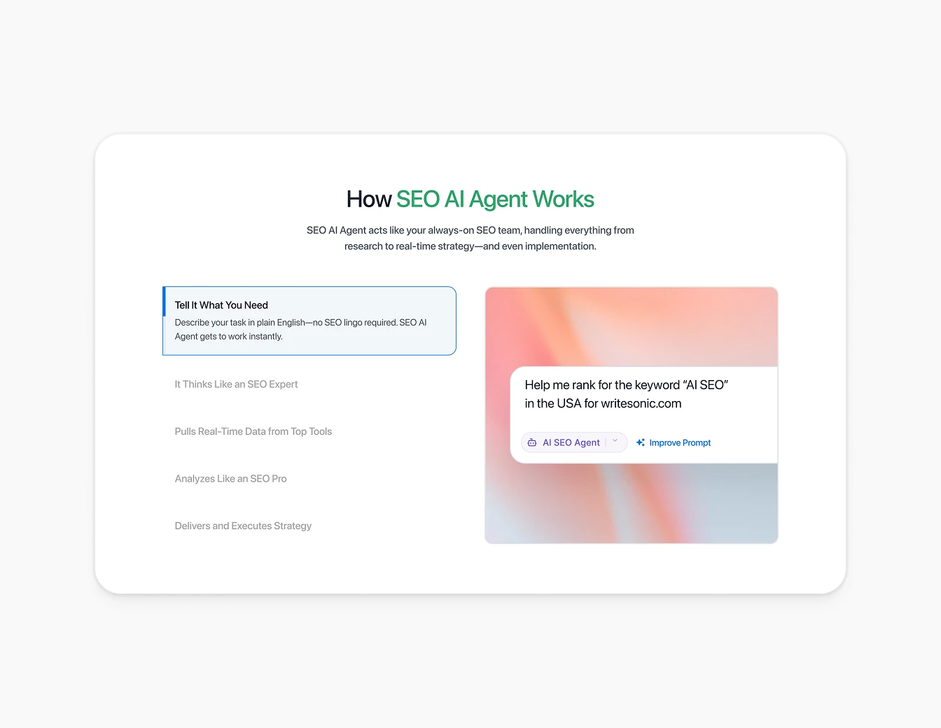Writesonic SEO AI Agent How It Works