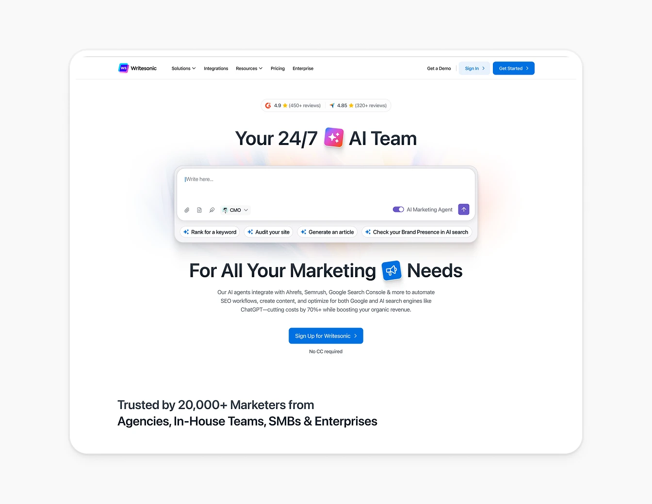 Writesonic Hero AI Team Marketing Agent