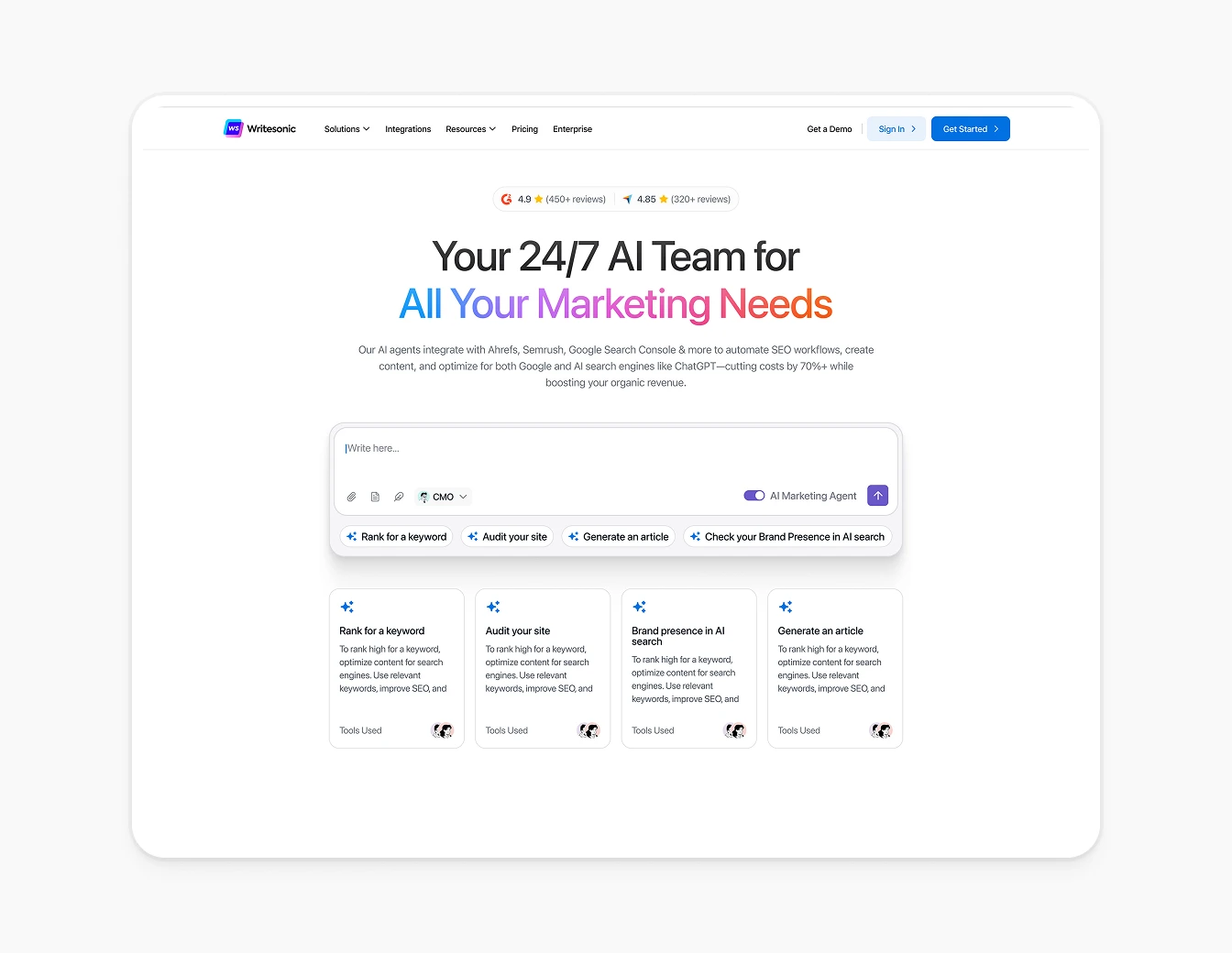 Writesonic Hero AI Marketing Team Agents