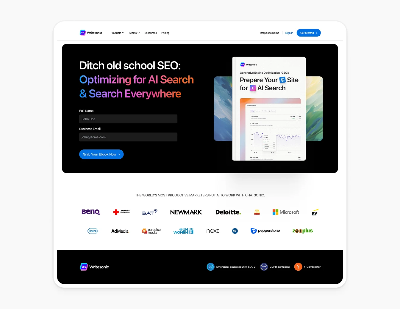 Writesonic GEO Ebook Dark Lead Capture