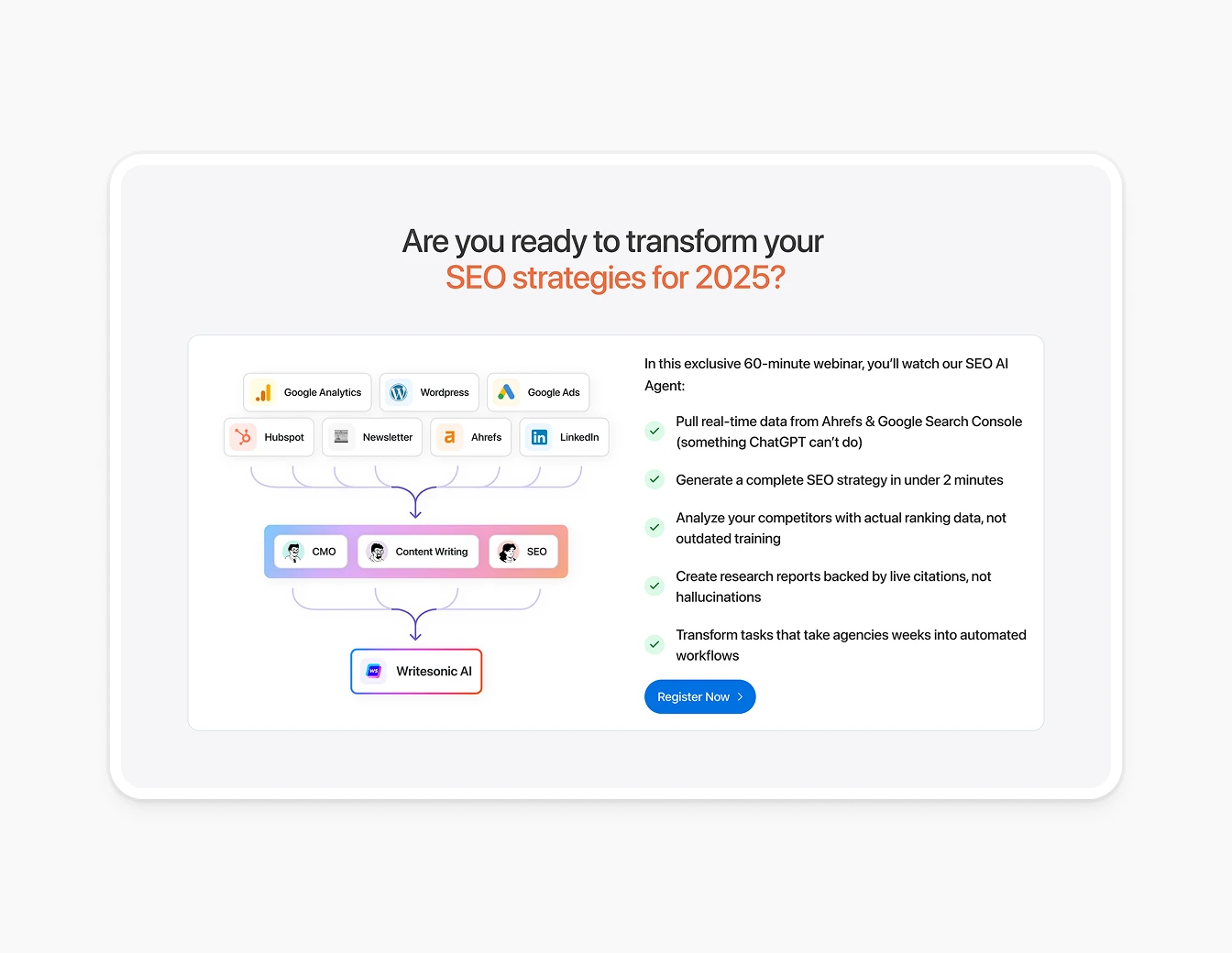 Writesonic SEO Webinar Registration CTA
