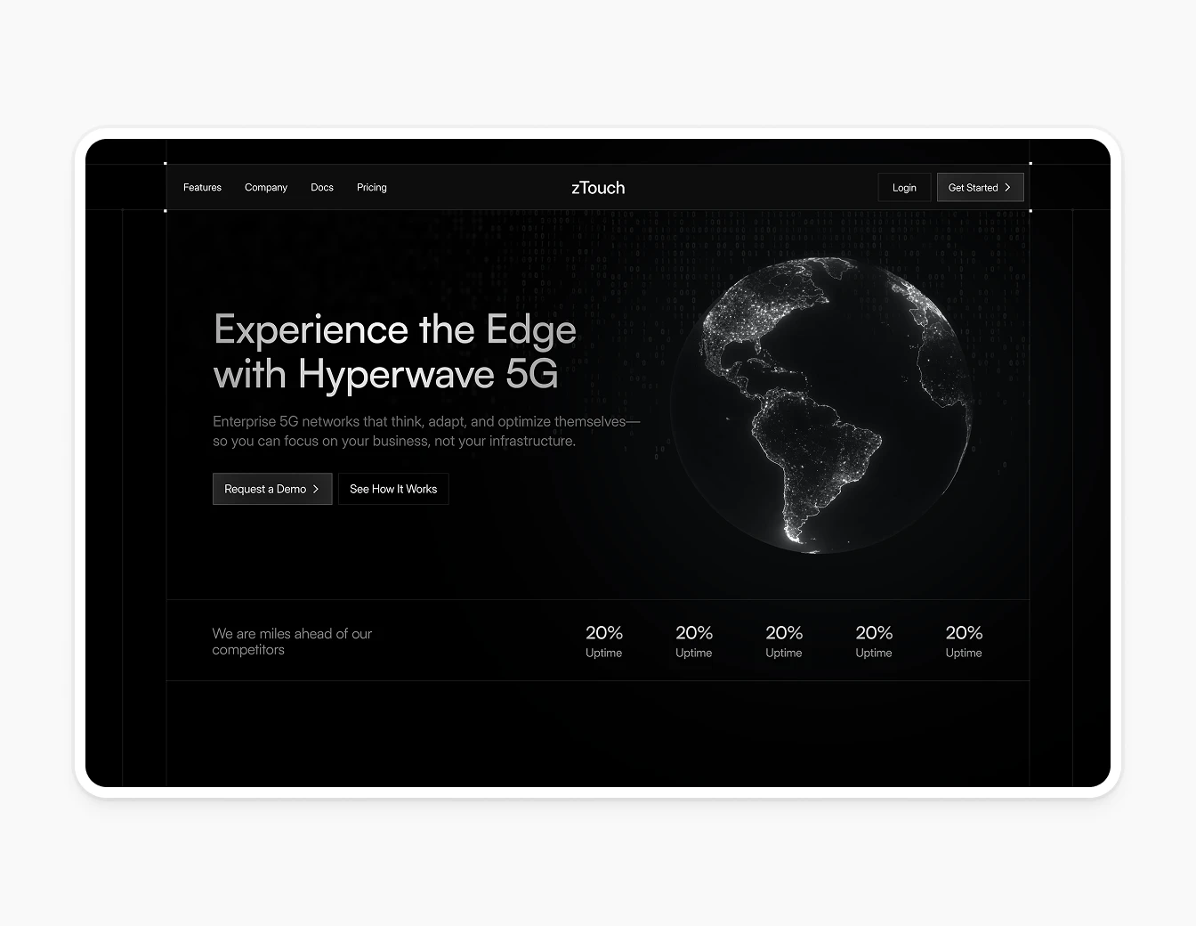 ZTouch Dark Hero Globe Stats Network